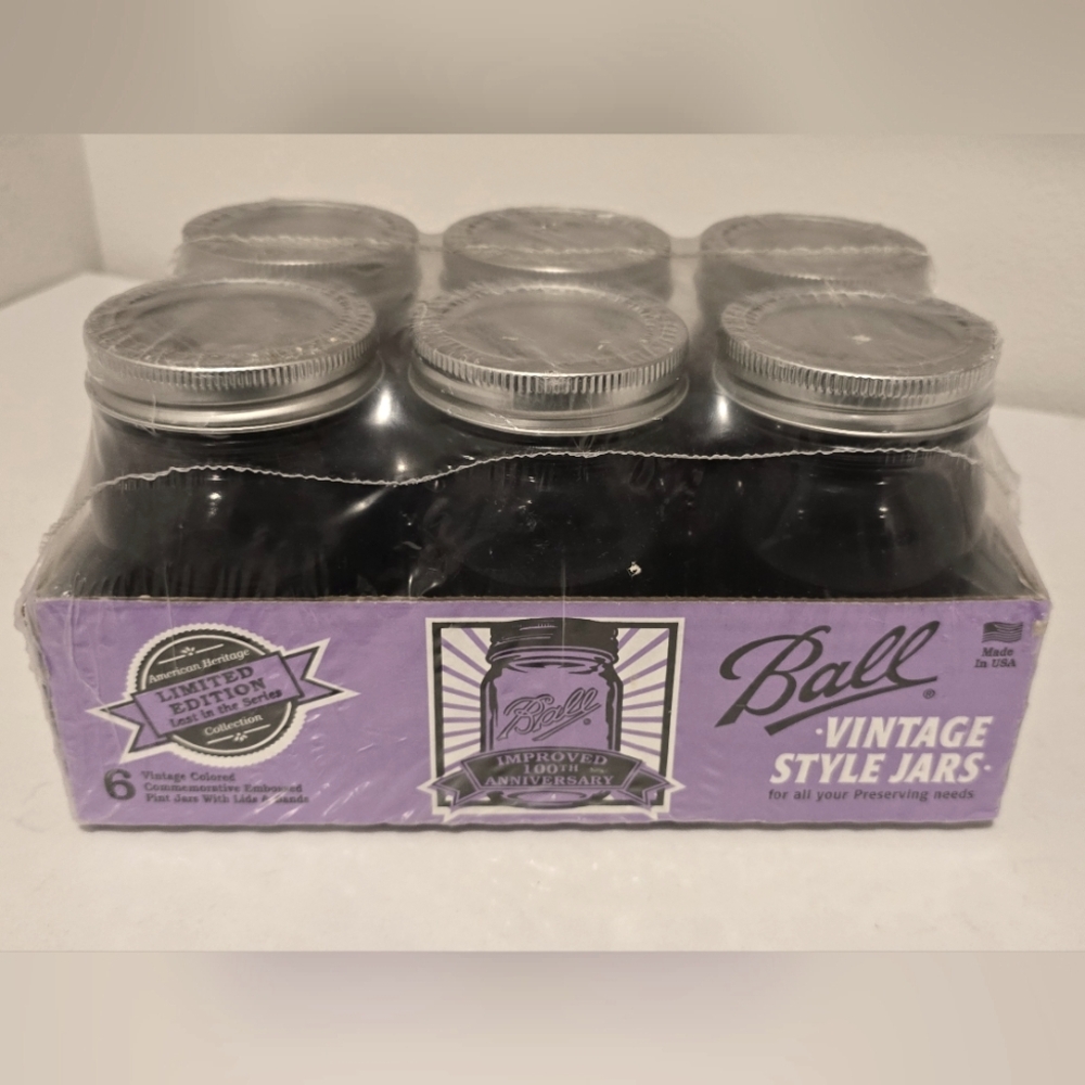NEW 6Pk AMERICAN HERITAGE LIMITED EDITION COLLECTION PURPLE BALL PINT MASON JARS